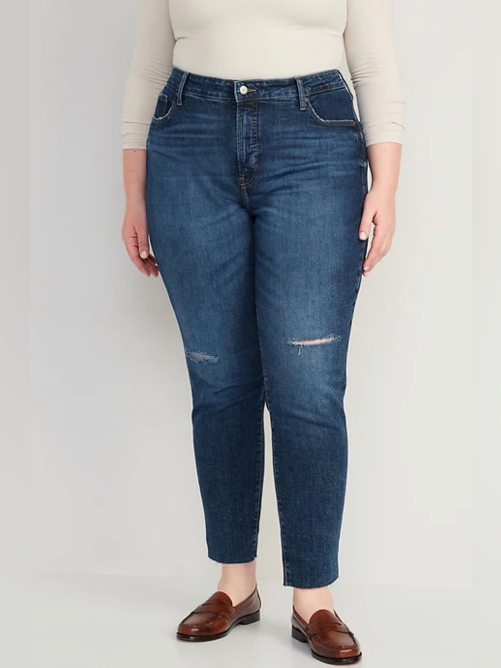 Old Navy Distressed High Rise Blue O.G. Straight Ankle Jeans Sz 14 NWT